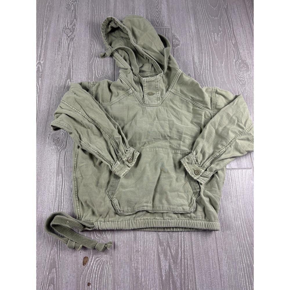 American Eagle Hoodie Womens S Green Pullover Hooded Sweatshirt Military Parka